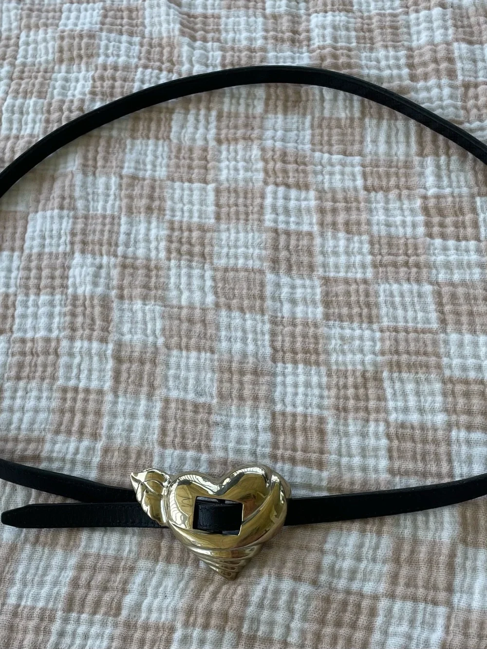 Vintage Jeff Deegan Designs Sculptural Heart Belt Buckle & Black Leather Strap